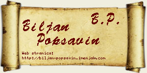 Biljan Popsavin vizit kartica